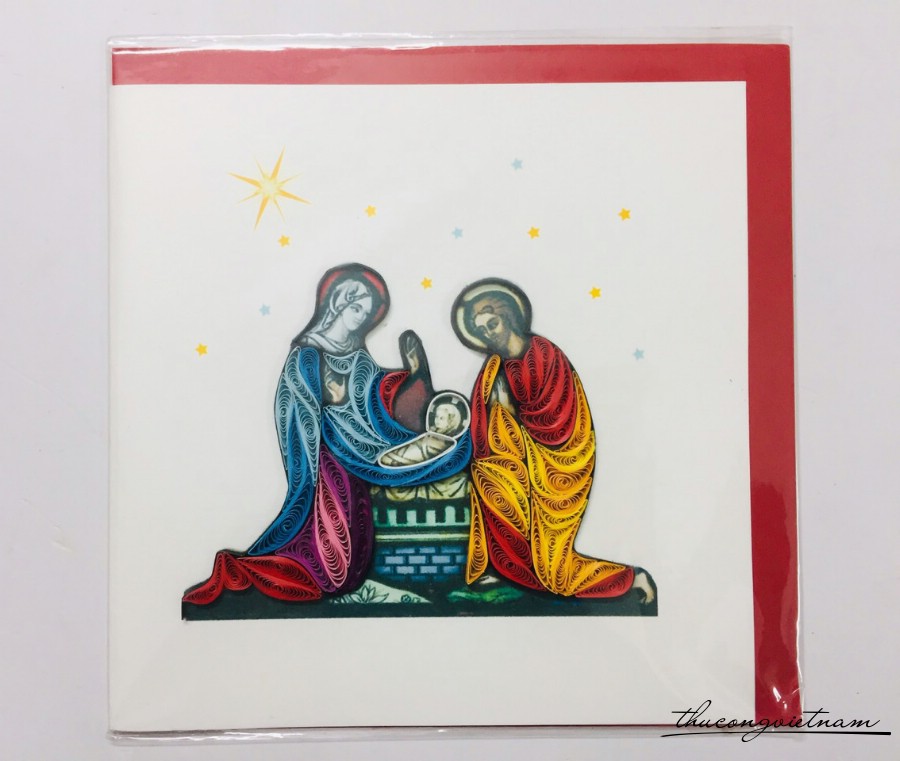 Thiệp quilling 2 - Đức Mẹ, Chúa và Thánh Giuse